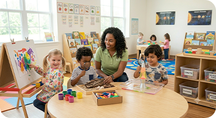 Children playing with colorful blocks
