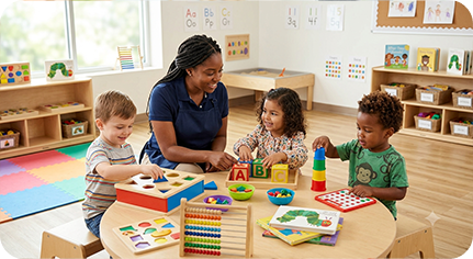 Children playing with colorful blocks