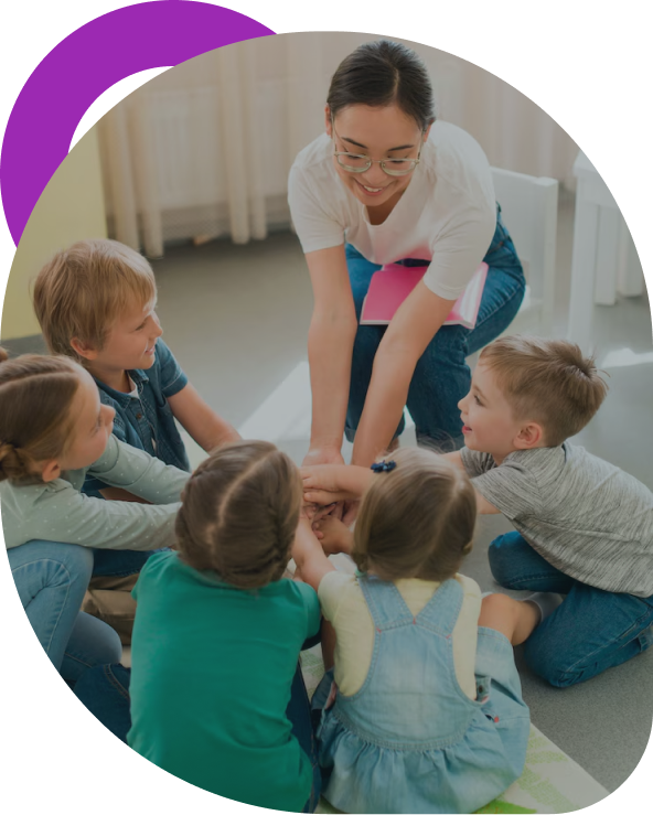 Teacher with children